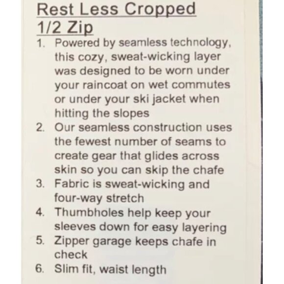 Lululemon Rest Less Cropped 1/2 Zip black tag size is missing is like small - Picture 7 of 12